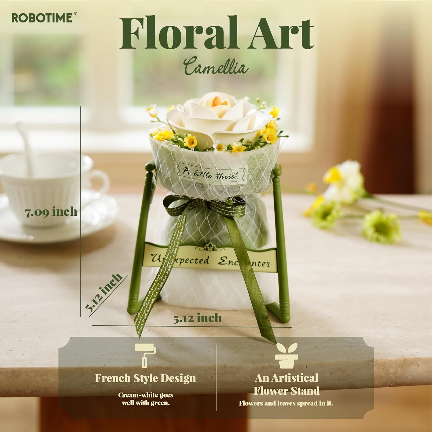 ROBOTIME Artificial Flowers 3D Puzzle Model Kits Puzzles For Adults To Build, Decoration Home Decor Accessories Living Room Gifts For Women, Camellia