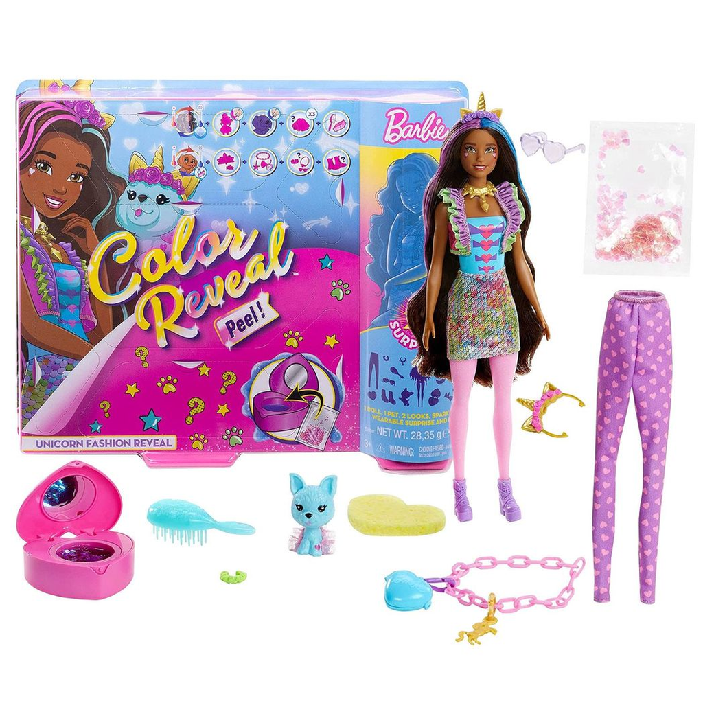 Barbie Colour Reveal Peel Unicorn Doll with 25 Accessories