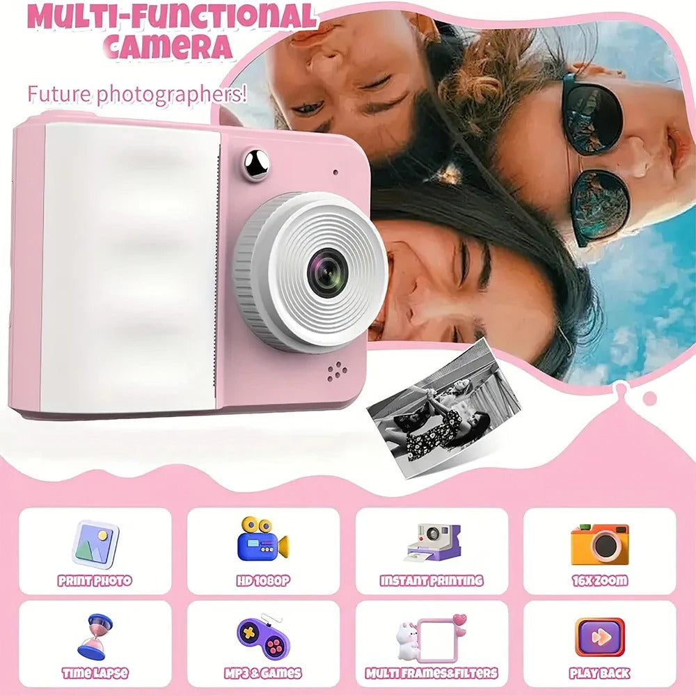 Children Digital Camera Instant Print Toys For Kids Thermal Print Camera HD 1080P Photo Printing Camera With 3 Rolls Print Paper