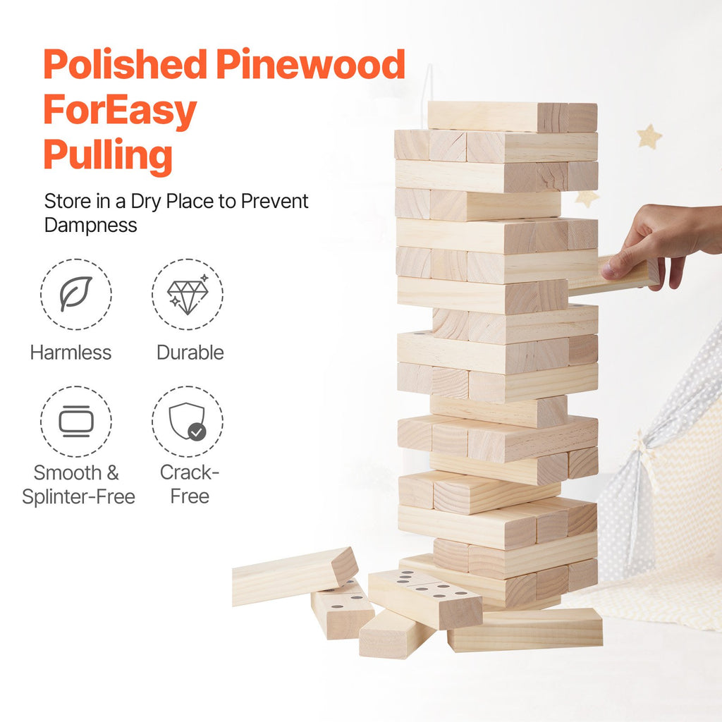 Tumbling Timber Toy, 54 Blocks Medium Tumble Tower Blocks Game, Pine Wood Tumbling Tower Game With Carry Bag And Scoreboard, Wooden Stacking Game, Tumble Tower Family Games For Indoor/Outdoor